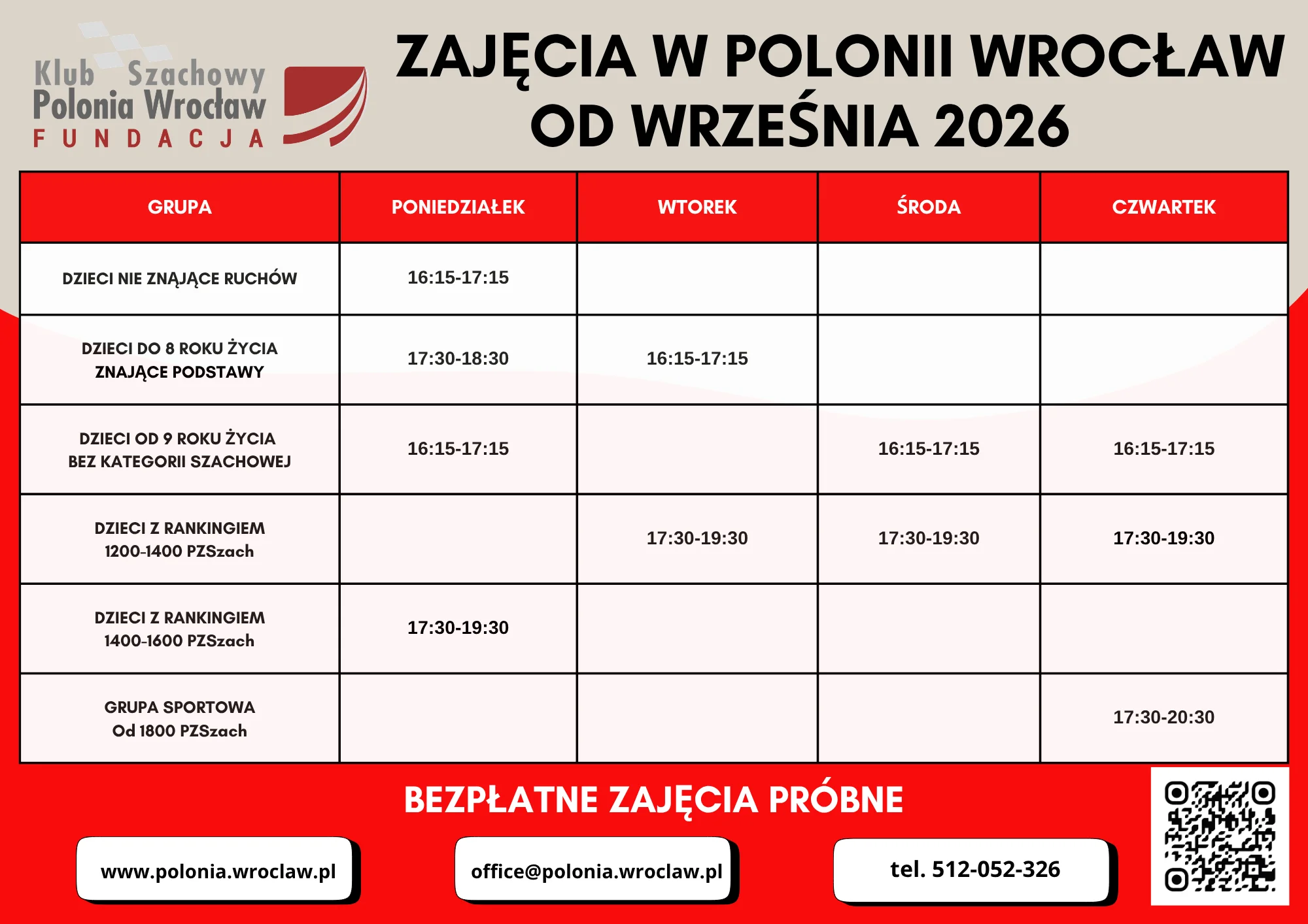 Zajęcia szachowe dla dzieci 2026/2027